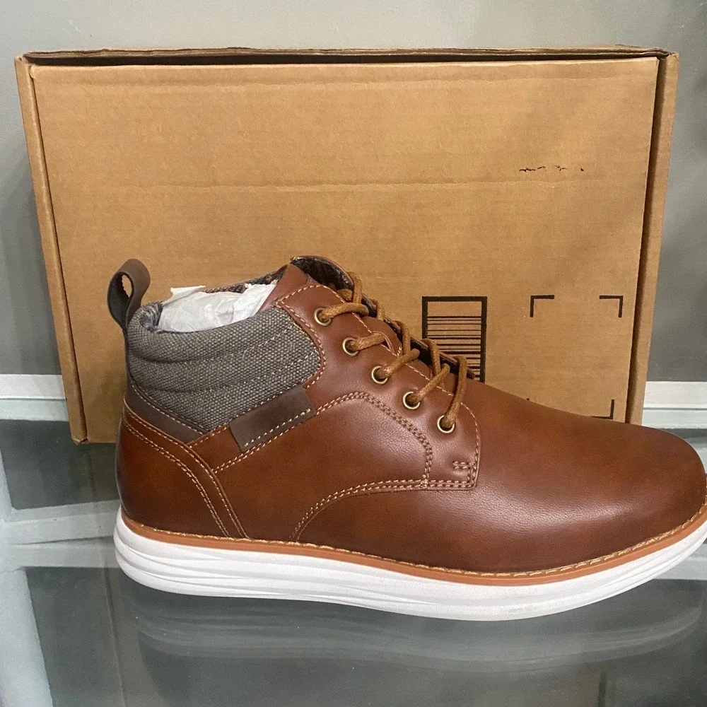 Bruno Marc Grand-High Mens Brown Faux Leather Chukka Boots Sneaker Sole US 7